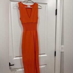 Chic Orange Midi Dress